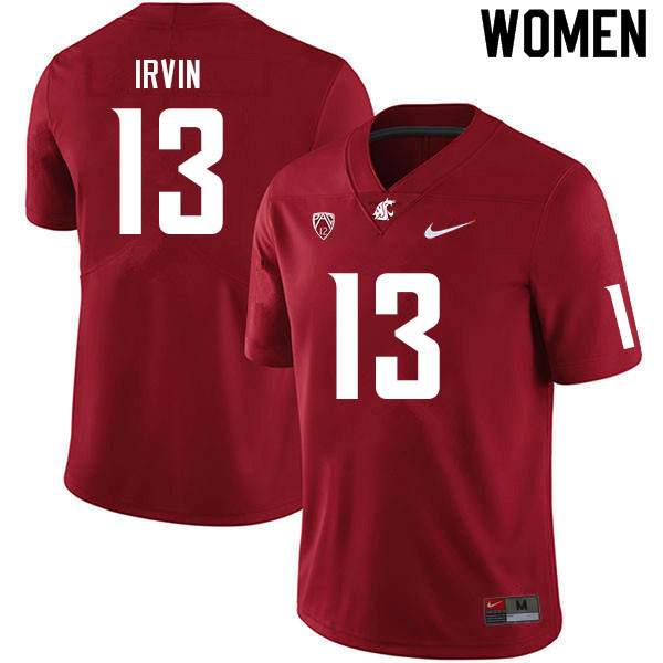 Women #13 Chris Irvin Washington State Cougars College Football Jerseys Sale-Crimson